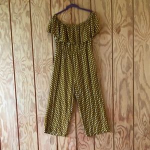 Tan and white polka dot jumpsuit